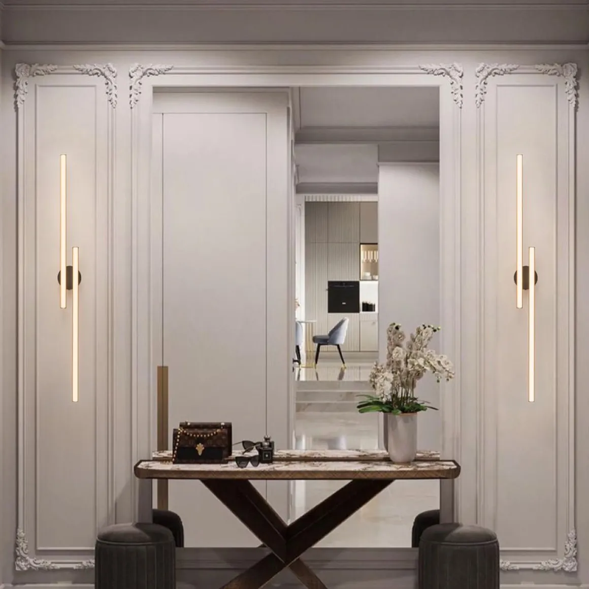 Dimmable 2-Light Long Strip Linear LED Flush Mount