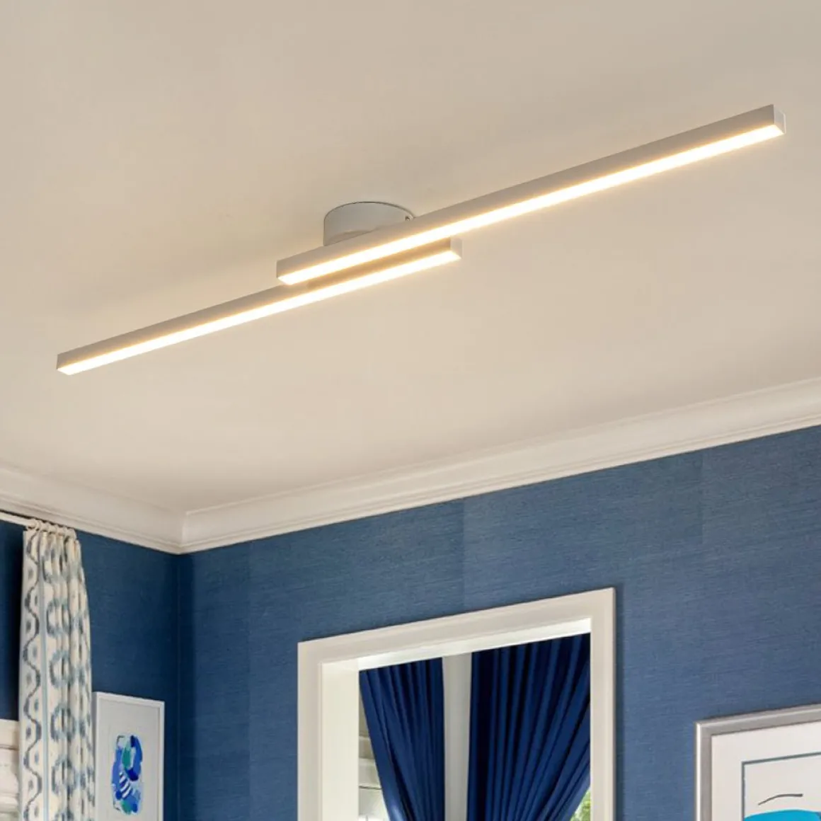 Dimmable 2-Light Long Strip Linear LED Flush Mount