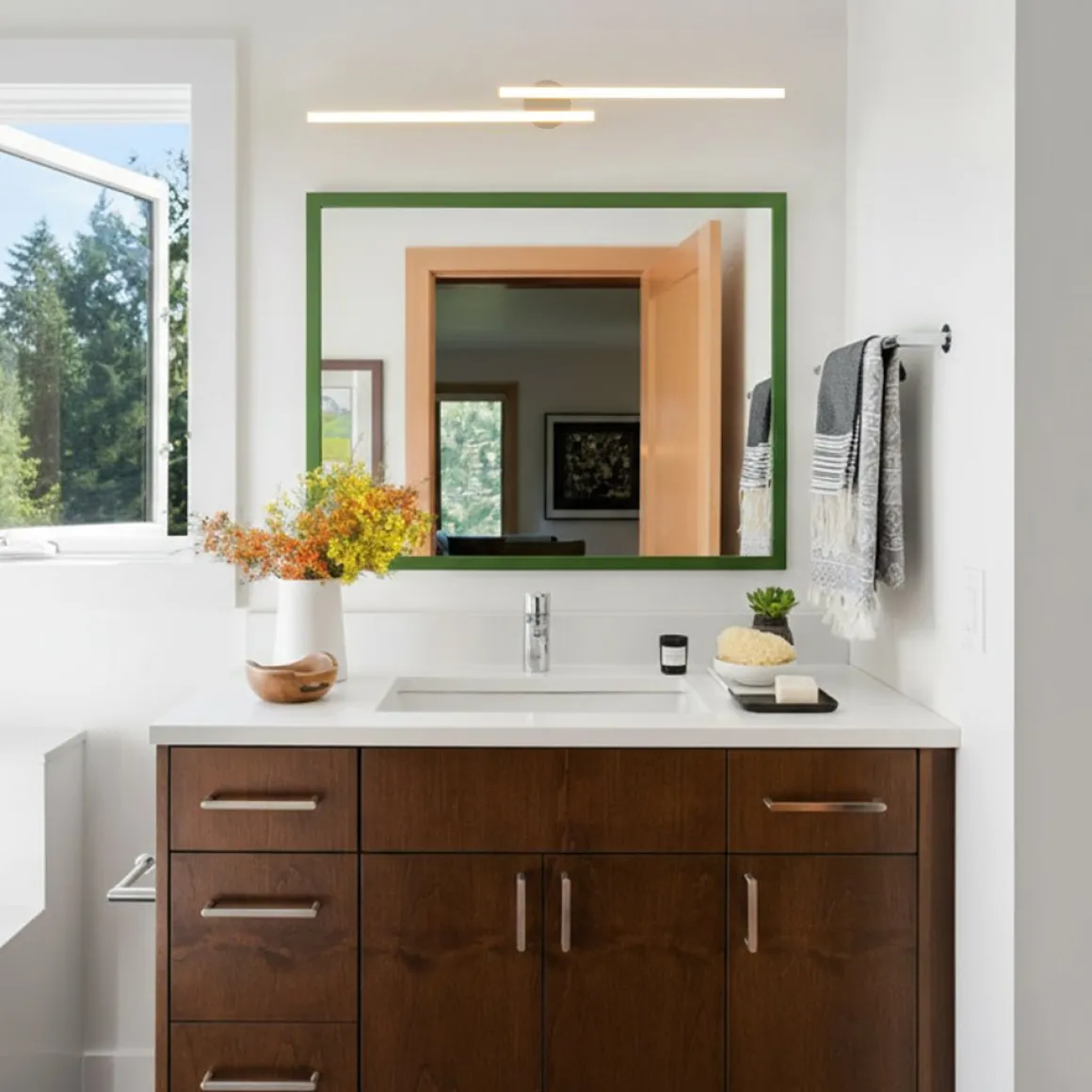 Dimmable 2-Light Long Strip Linear LED Flush Mount
