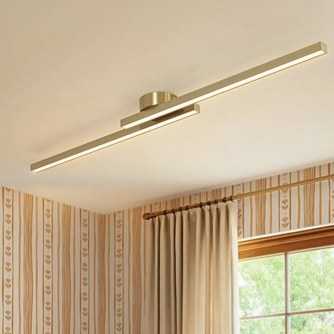 Dimmable 2-Light Long Strip Linear LED Flush Mount