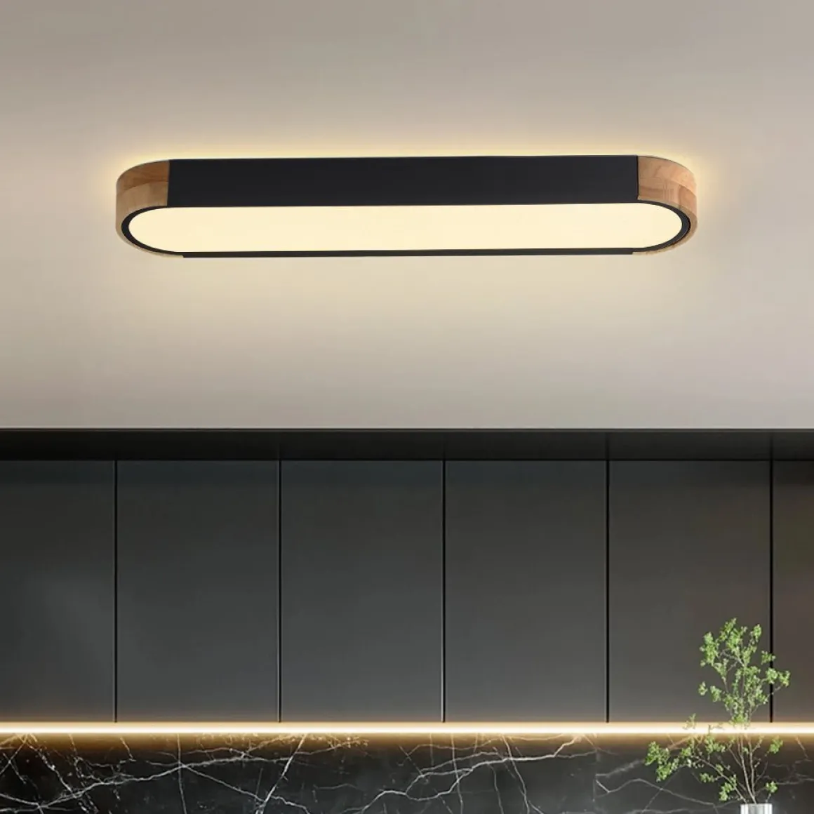 Dimmable Minimalist Long Oval Flush Mount LED Light