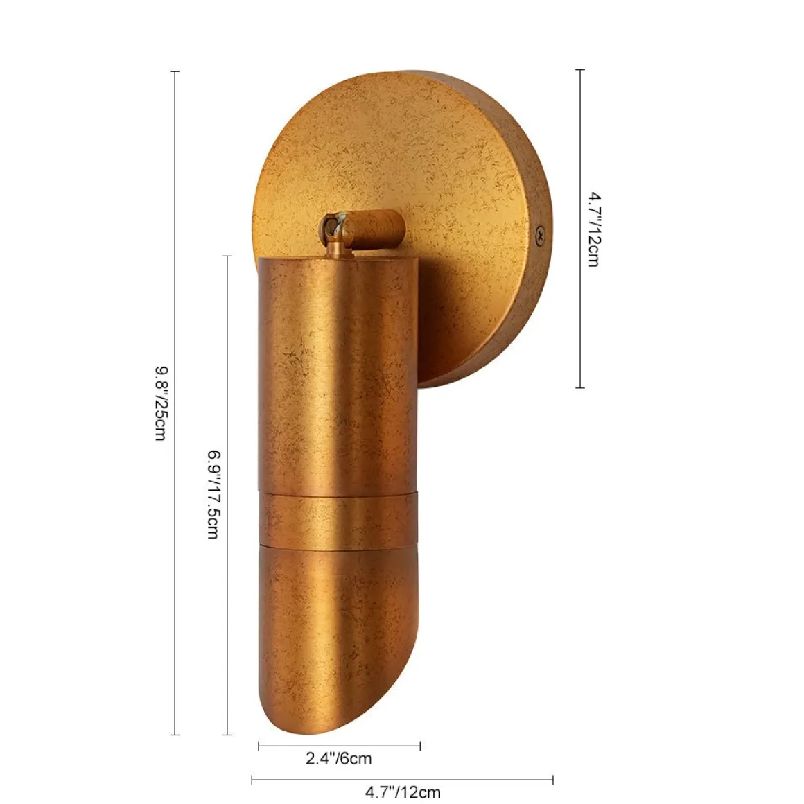 Distressed Brass Adjustable Dimmable LED Single Spotlight