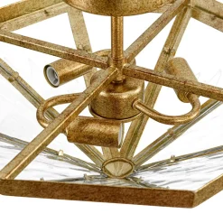 Distressed Gold Geometric Water Glass Cage Semi Flush Mount