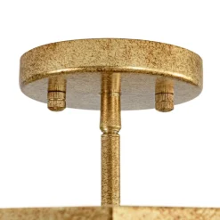 Distressed Gold Geometric Water Glass Cage Semi Flush Mount
