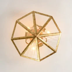 Distressed Gold Geometric Water Glass Cage Semi Flush Mount