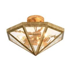 Distressed Gold Geometric Water Glass Cage Semi Flush Mount