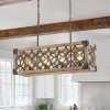 Farmhouse Antique Wooden Rectangle Box Linear Chandelier