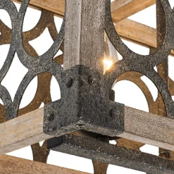 Farmhouse Antique Wooden Rectangle Box Linear Chandelier