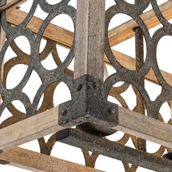 Farmhouse Antique Wooden Rectangle Box Linear Chandelier