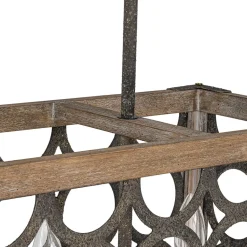 Farmhouse Antique Wooden Rectangle Box Linear Chandelier
