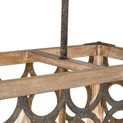 Farmhouse Antique Wooden Rectangle Box Linear Chandelier