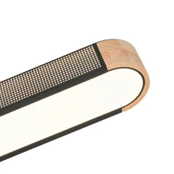 Farmhouse Black Mesh Wood Dimmable LED Oval Ceiling Light