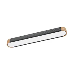 Farmhouse Black Mesh Wood Dimmable LED Oval Ceiling Light