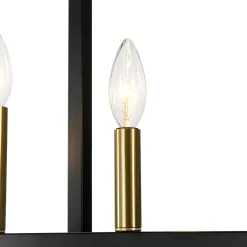Farmhouse Candle Style Linear Rectangular Cage Island Chandelier