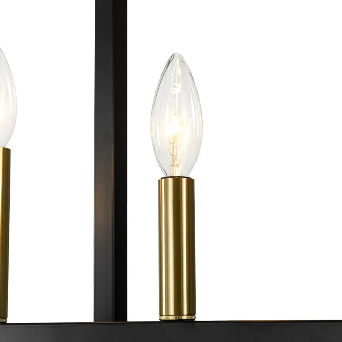 Farmhouse Candle Style Linear Rectangular Cage Island Chandelier