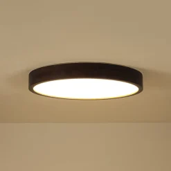 Farmhouse Dimmable LED Walnut Wood Round Flush Mount