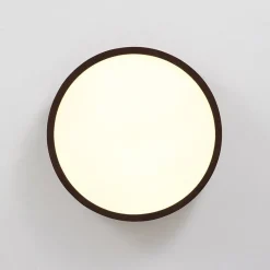 Farmhouse Dimmable LED Walnut Wood Round Flush Mount