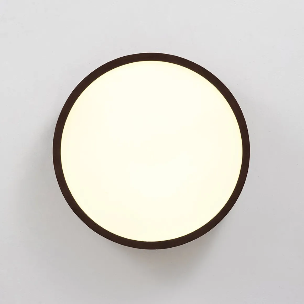 Farmhouse Dimmable LED Walnut Wood Round Flush Mount