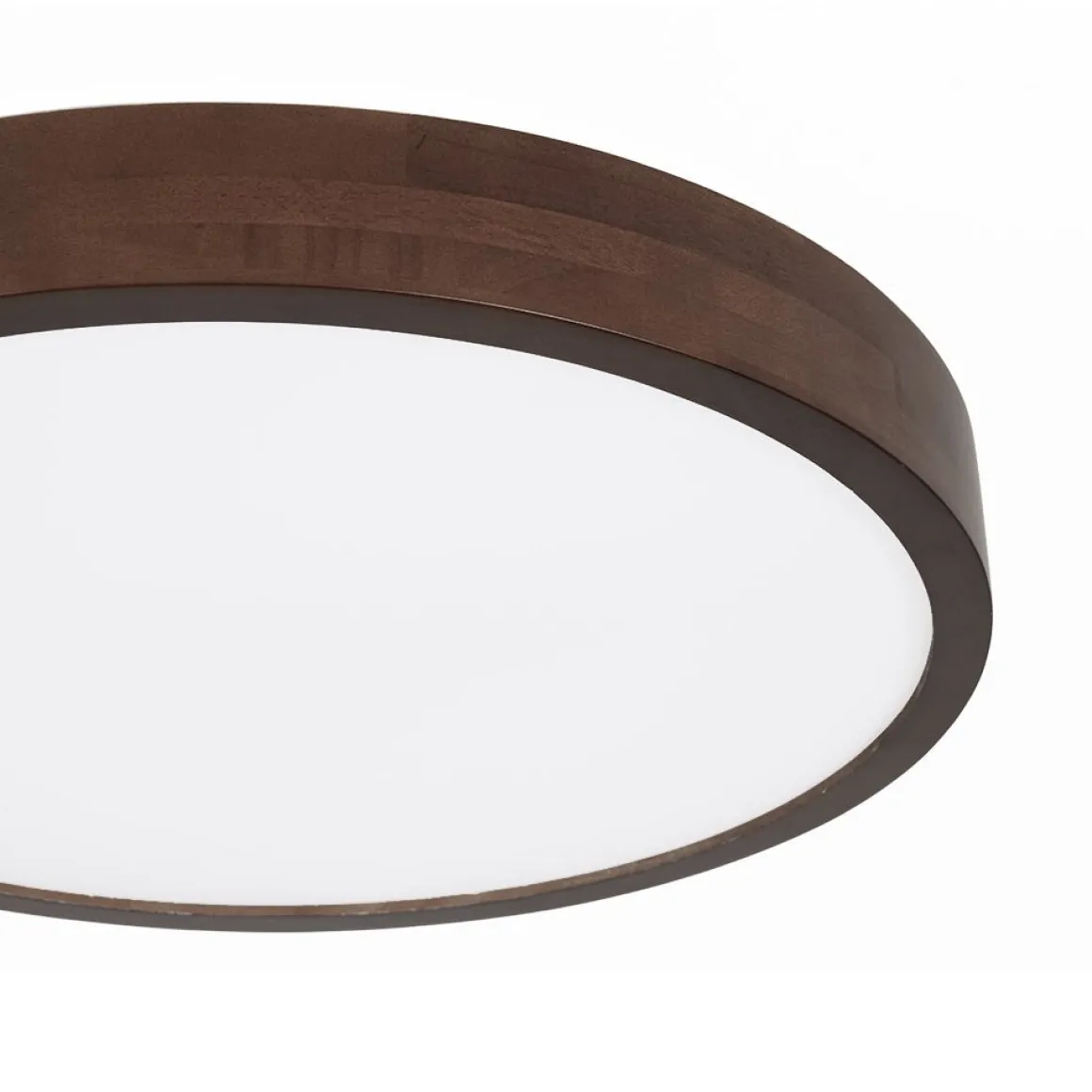 Farmhouse Dimmable LED Walnut Wood Round Flush Mount