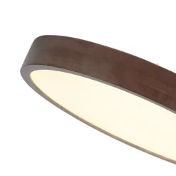 Farmhouse Dimmable LED Walnut Wood Round Flush Mount