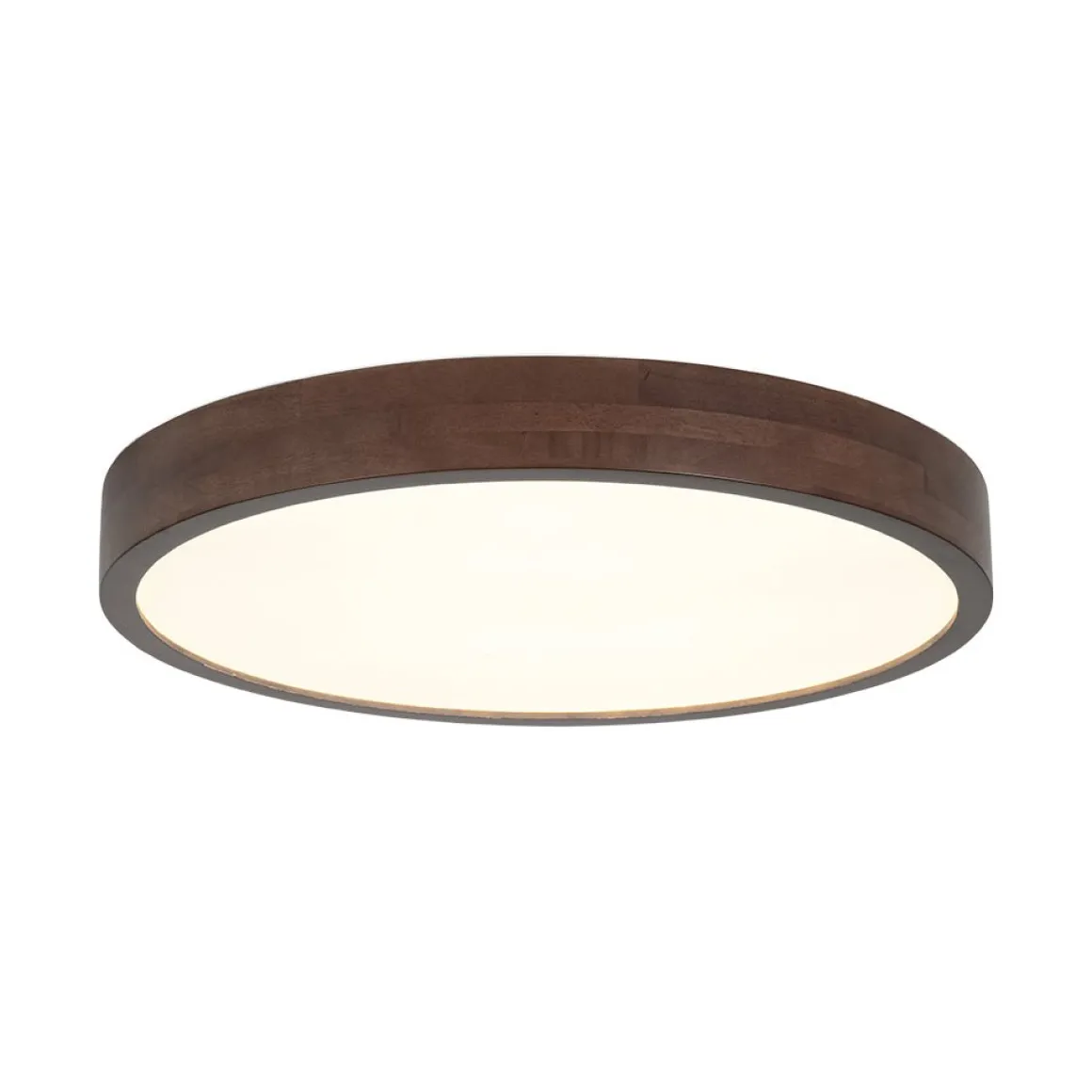 Farmhouse Dimmable LED Walnut Wood Round Flush Mount