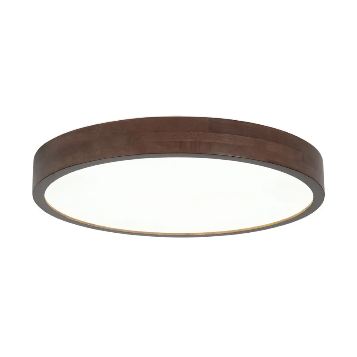 Farmhouse Dimmable LED Walnut Wood Round Flush Mount
