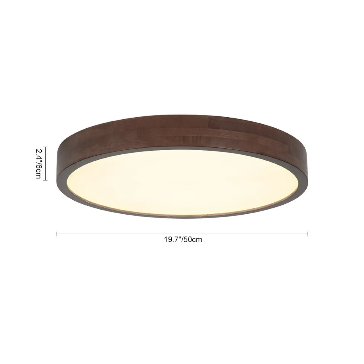 Farmhouse Dimmable LED Walnut Wood Round Flush Mount