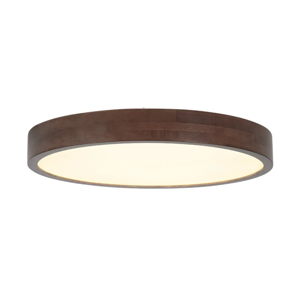 Farmhouse Dimmable LED Walnut Wood Round Flush Mount