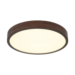 Farmhouse Dimmable LED Walnut Wood Round Flush Mount