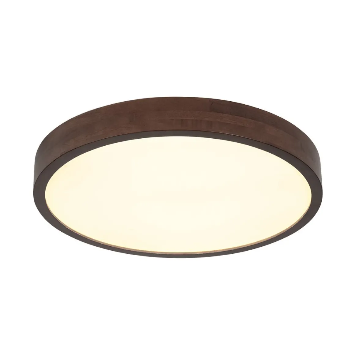 Farmhouse Dimmable LED Walnut Wood Round Flush Mount