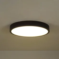 Farmhouse Dimmable LED Walnut Wood Round Flush Mount