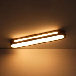 Farmhouse Dimmable LED Wood Oval Flush Mount Light