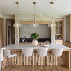 Farmhouse 1-Light Hammered Glass Bell Kitchen Pendant Light