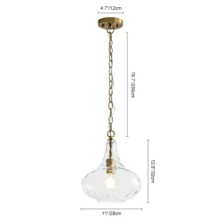 Farmhouse 1-Light Hammered Glass Bell Kitchen Pendant Light