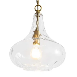 Farmhouse 1-Light Hammered Glass Bell Kitchen Pendant Light