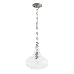 Farmhouse 1-Light Hammered Glass Bell Kitchen Pendant Light
