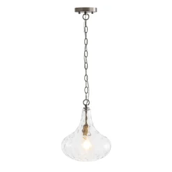 Farmhouse 1-Light Hammered Glass Bell Kitchen Pendant Light