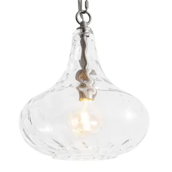 Farmhouse 1-Light Hammered Glass Bell Kitchen Pendant Light