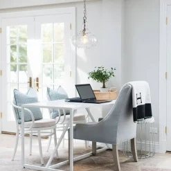 Farmhouse 1-Light Hammered Glass Bell Kitchen Pendant Light