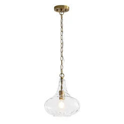 Farmhouse 1-Light Hammered Glass Bell Kitchen Pendant Light