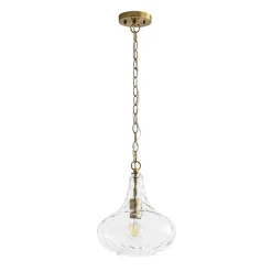Farmhouse 1-Light Hammered Glass Bell Kitchen Pendant Light