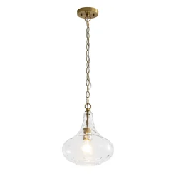 Farmhouse 1-Light Hammered Glass Bell Kitchen Pendant Light