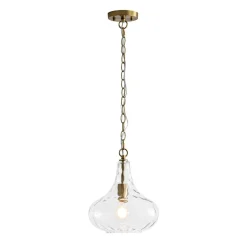 Farmhouse 1-Light Hammered Glass Bell Kitchen Pendant Light