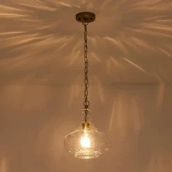 Farmhouse 1-Light Hammered Glass Bell Kitchen Pendant Light