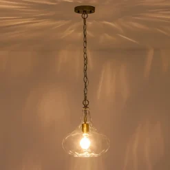 Farmhouse 1-Light Hammered Glass Bell Kitchen Pendant Light