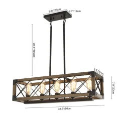Farmhouse 5-Light Rectangle Wood Chandelier