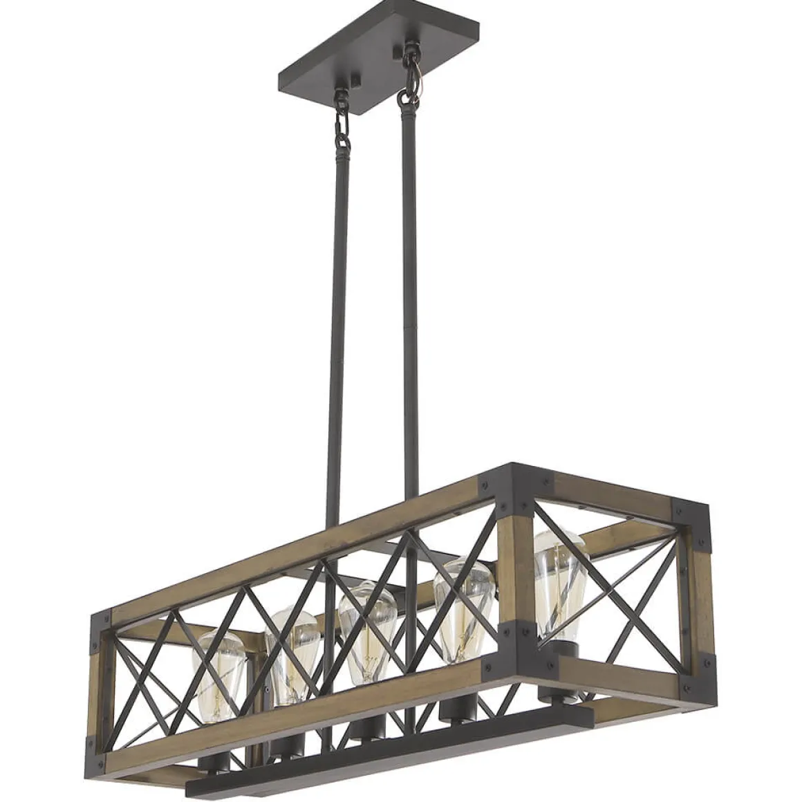 Farmhouse 5-Light Rectangle Wood Chandelier