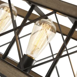 Farmhouse 5-Light Rectangle Wood Chandelier