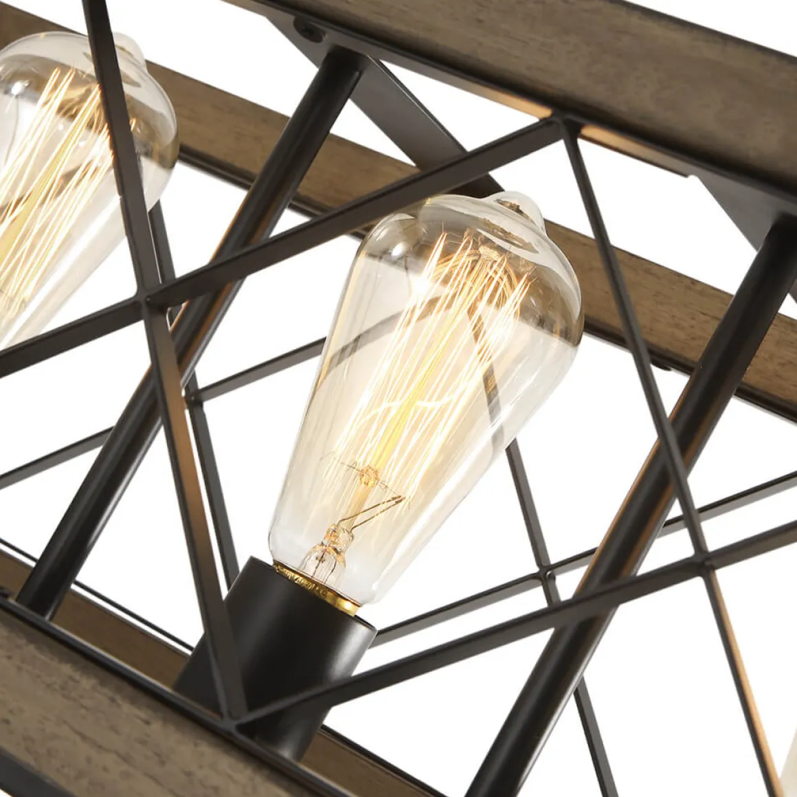 Farmhouse 5-Light Rectangle Wood Chandelier