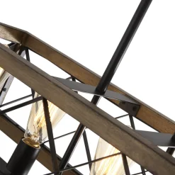 Farmhouse 5-Light Rectangle Wood Chandelier